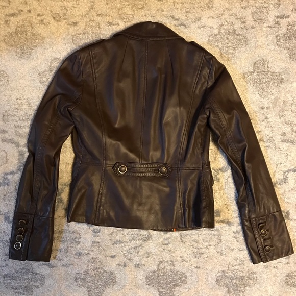 Tory Burch Brown Leather Moto Jacket - Picture 2 of 6